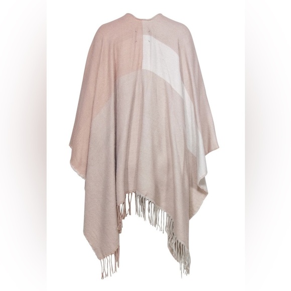 🆕 Soia & Kyo Light Pink & Cream Colorblocked Open Poncho W/ Scarf Hem OS Shawl - Picture 3 of 11